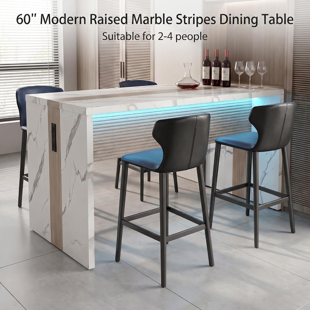 60" Modern Faux Marble Kitchen Island Table for 4-6 for Dining Room