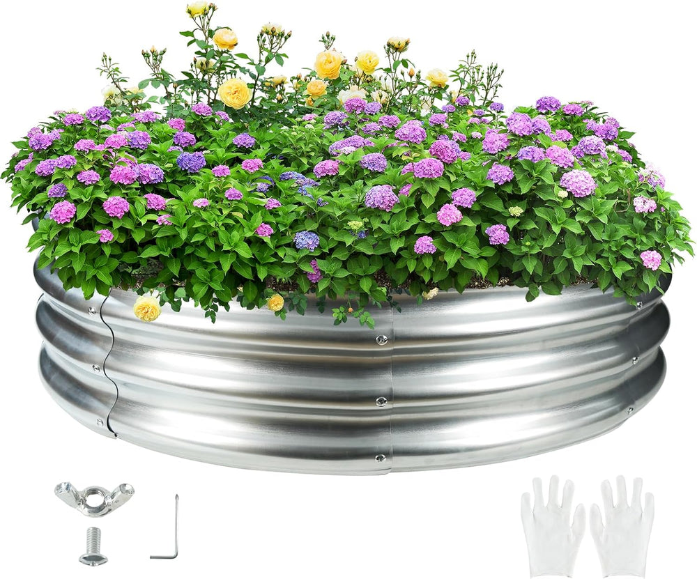 TBMLC 48" Round Galvanized Steel Fire Ring Pit/Raised Garden Bed Kit