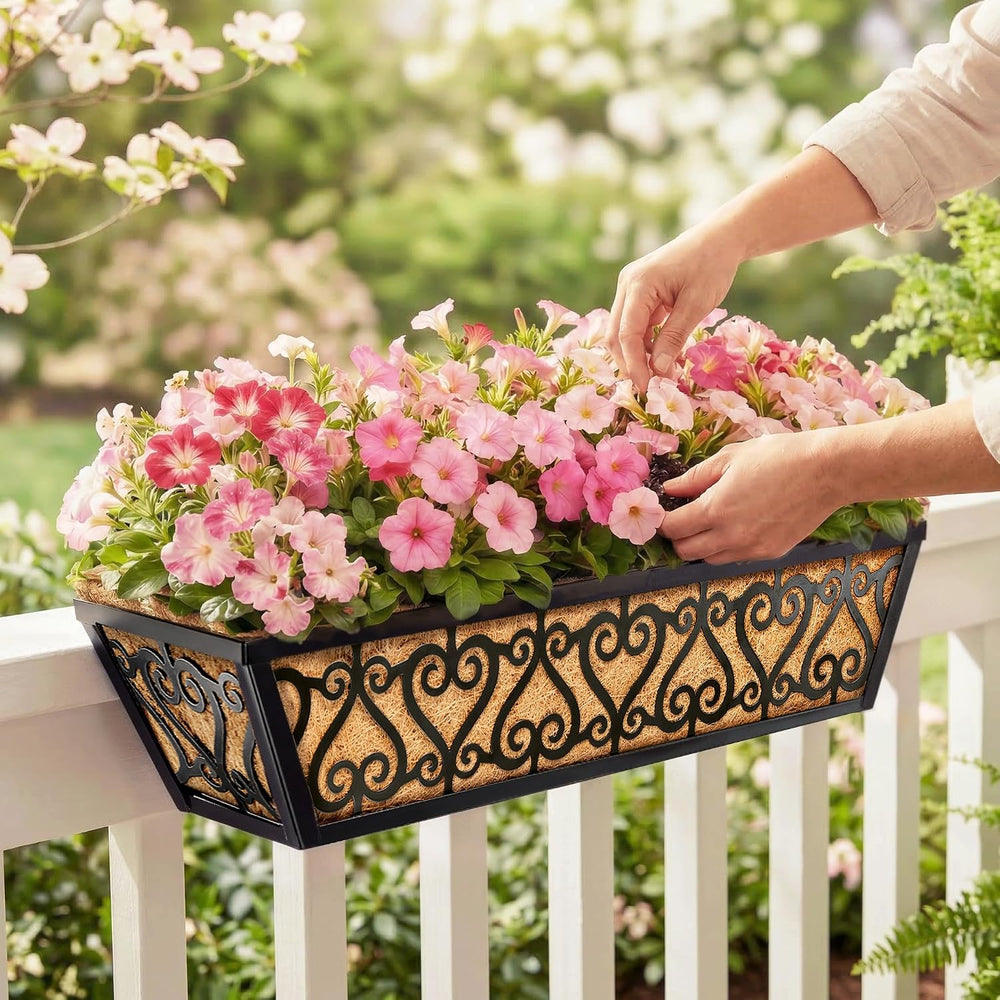 2 Pack 30 Inch Deck Railing Planter Box - Window Boxes Planters with Adjustab...