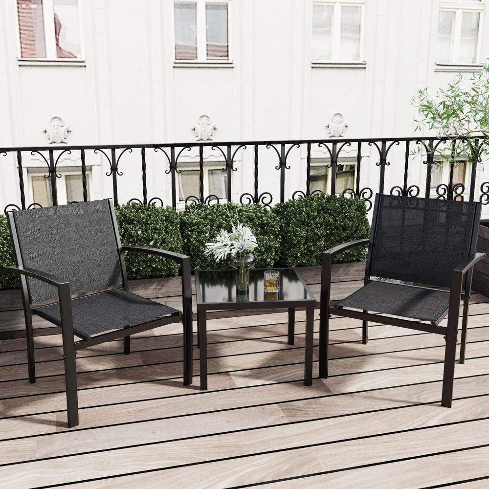 Greesum 3 Pieces Patio Furniture Set Outdoor Conversation Textilene Fabric Ch...