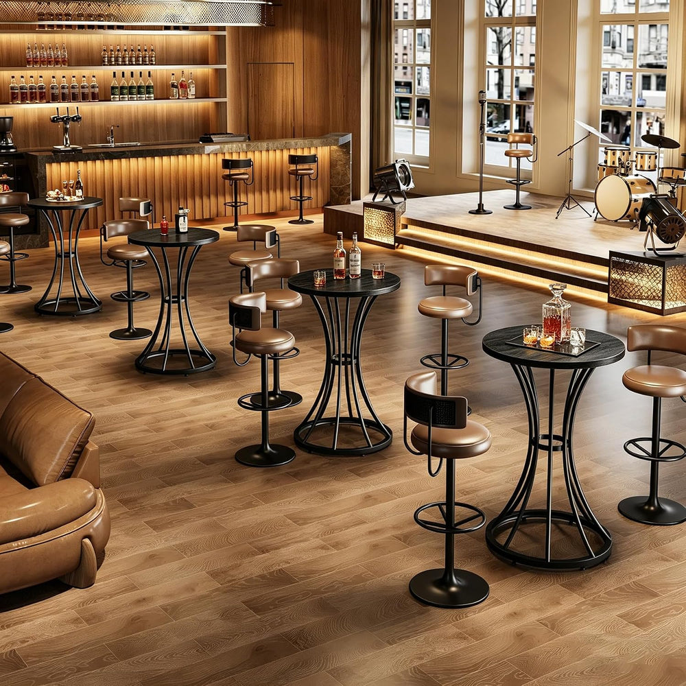 Tribesigns 37.4" H Bar Table, Round Bar Table with Curved Metal Base, Hi...