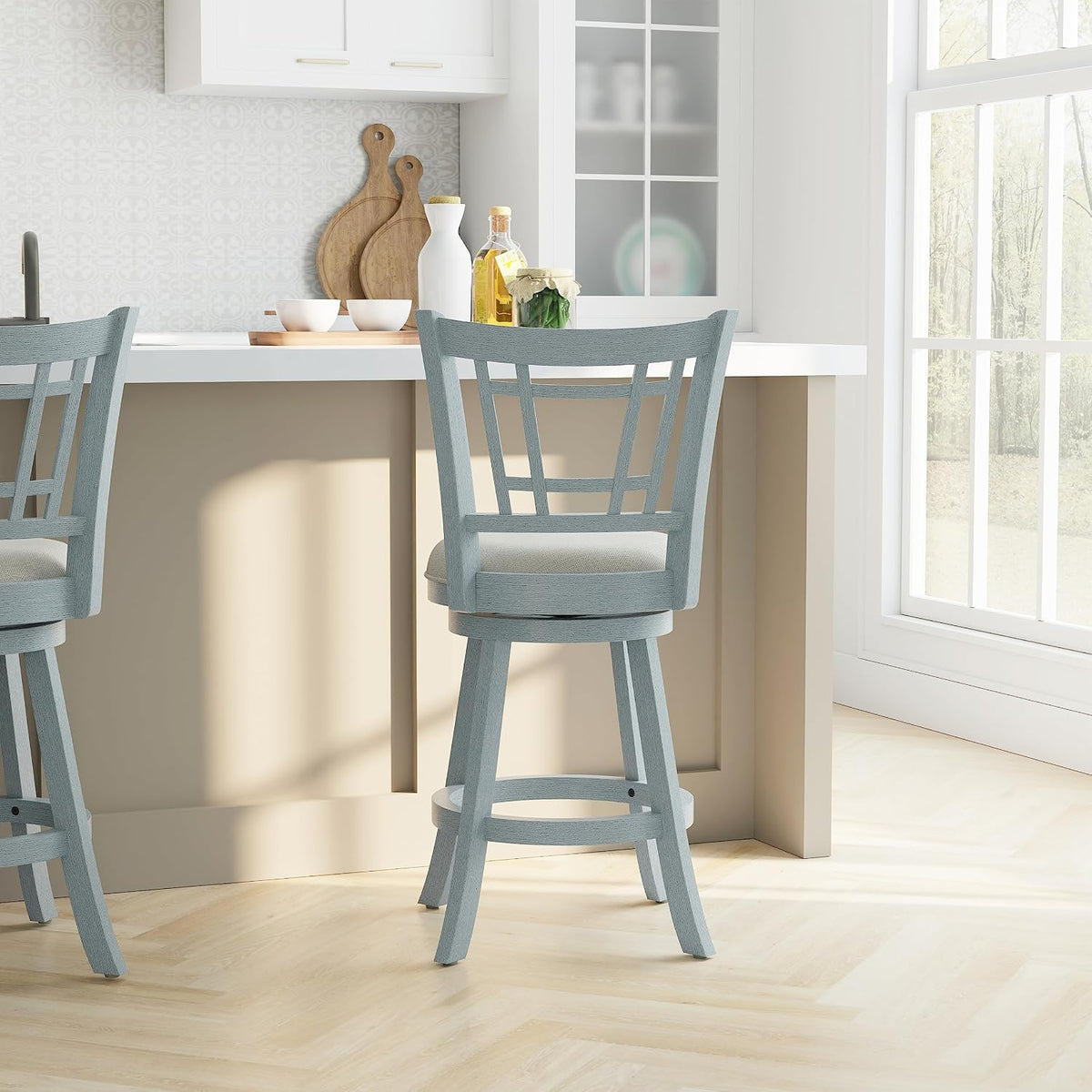 hillsdale fairfox 24.5" wood swivel counter height stool, front angle view