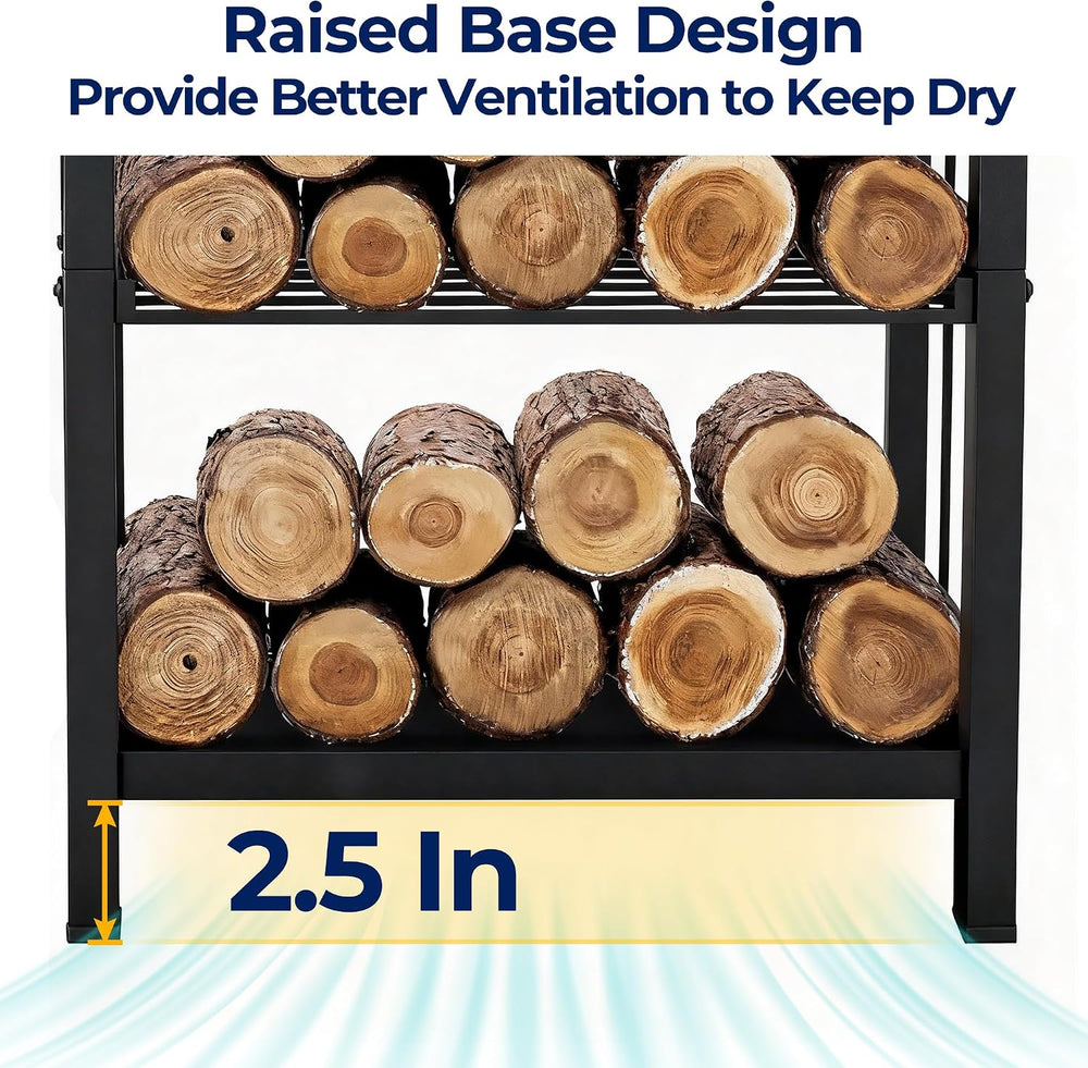 AMAGABELI GARDEN & HOME Firewood Rack Indoor with Tools 5-Piece Fireplace...