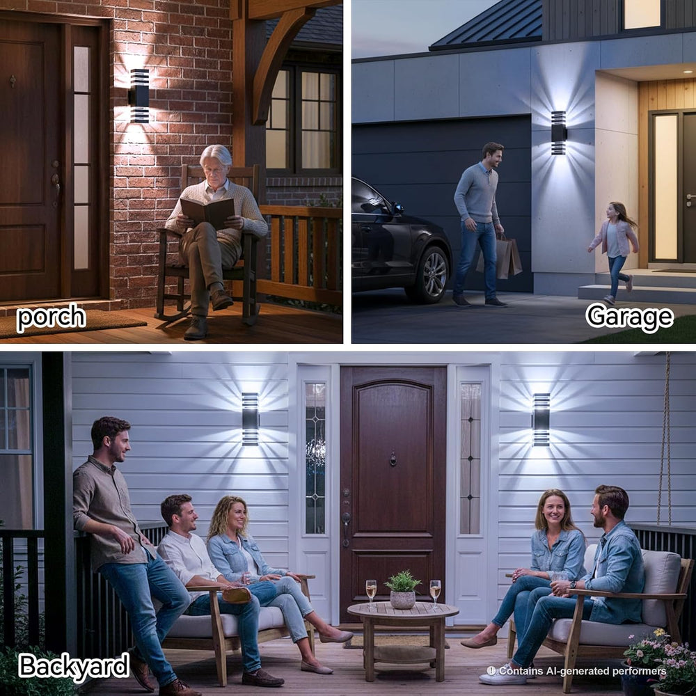 Outdoor Wall Light Fixtures, Up and Down Exterior Lighting Fixtures, Black Wa...