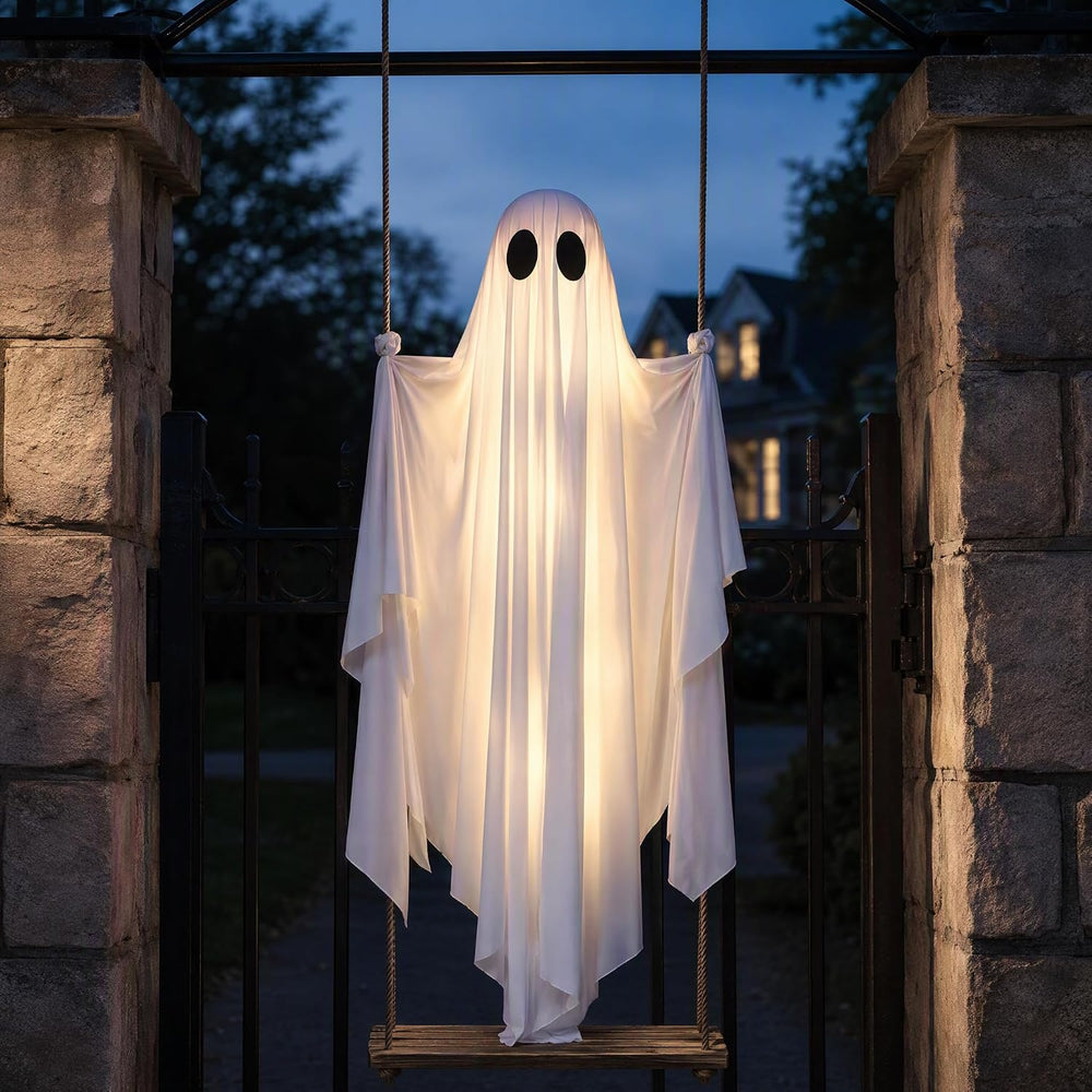 Halloween Decorations Outdoor - 5FT Large Hanging Swing Ghost Halloween Decor...