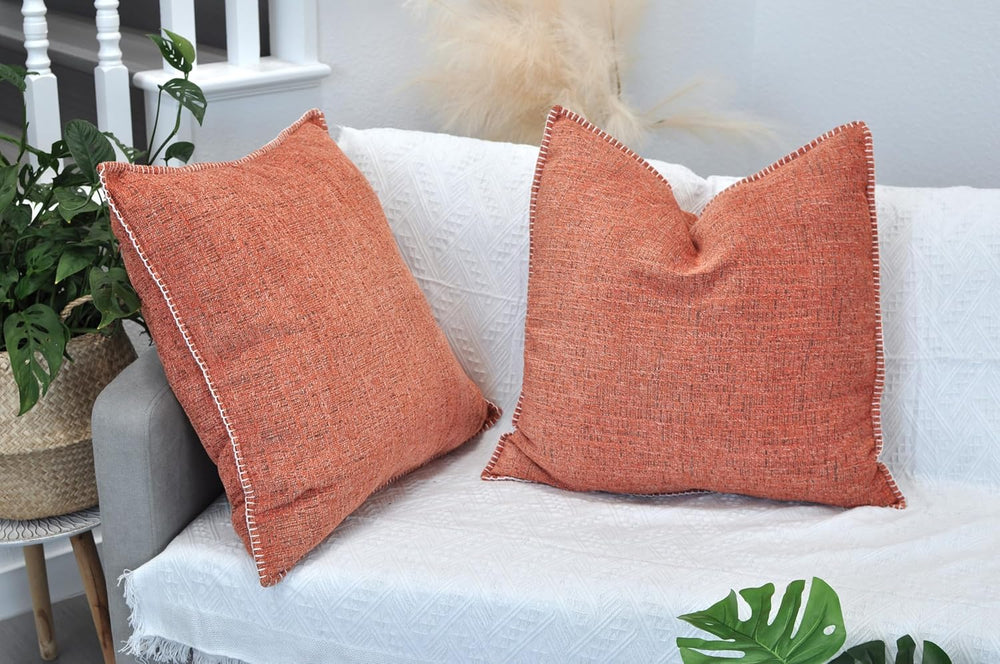 26x26 Pillow Covers Set of 2 Orange, Extra Large Throw Pillow Covers for Couc...