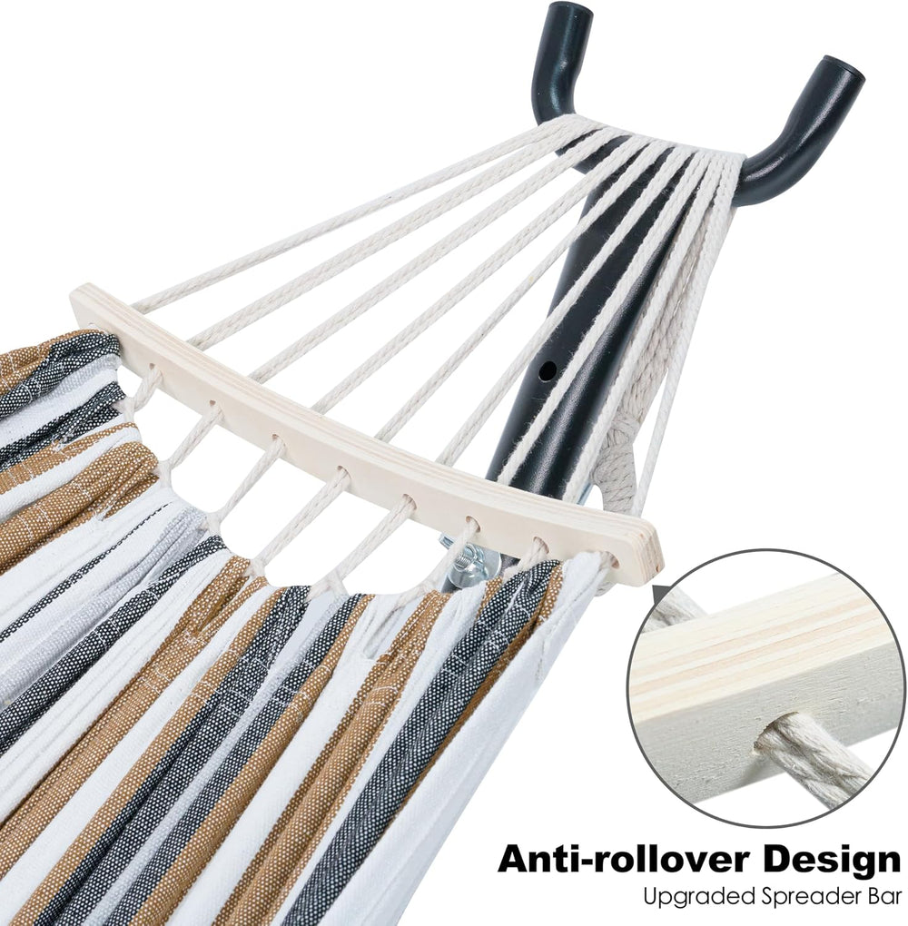 GAFETE Double Hammocks with Stand for Outside, Max 600lbs, (Coffee)