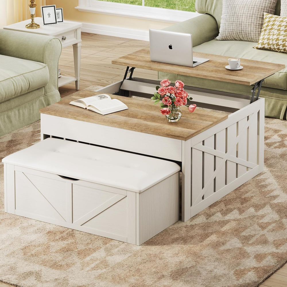 HUAHUU Lift Top Coffee Table with Storage Hidden Compartment, 31.5" Farm...