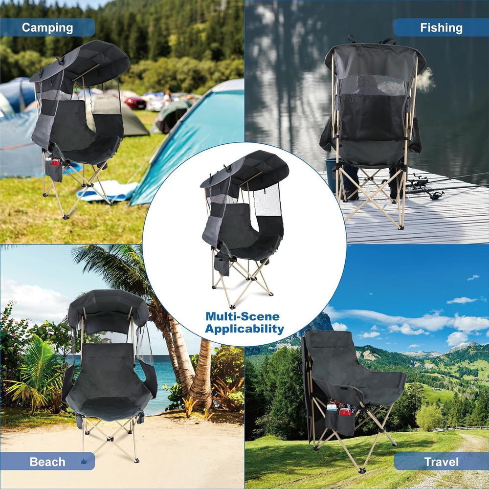 Folding Camping Chairs Canopy Outdoor: Sports Portable Beach Chair with Canop...