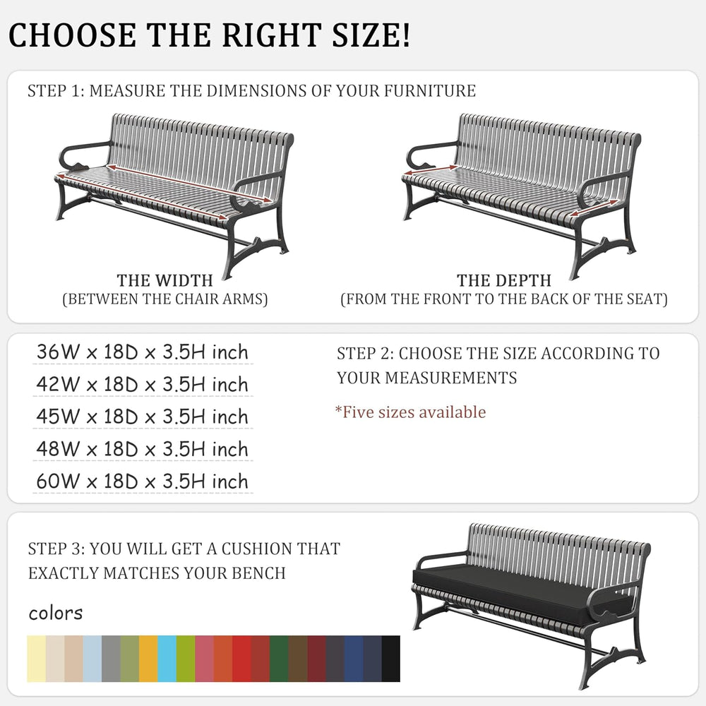 Outdoor Bench Cushion 42×18×3.5 in Thick Waterproof Patio Furniture Cushions,...