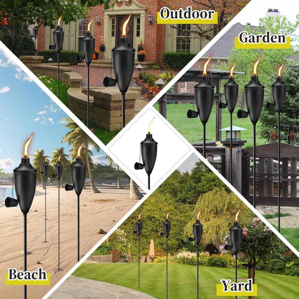 Home Garden Torch Set of 4, Large Capacity 22oz Outdoor Metal Torch Garden Dé...