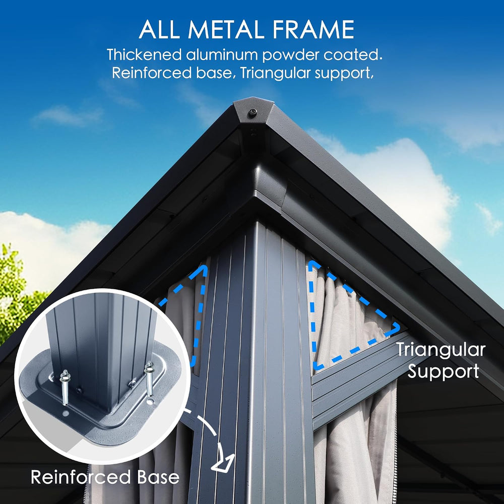 Kozyard Caesar 10'x12' Hardtop Gazebo - Permanent Metal Pavilion