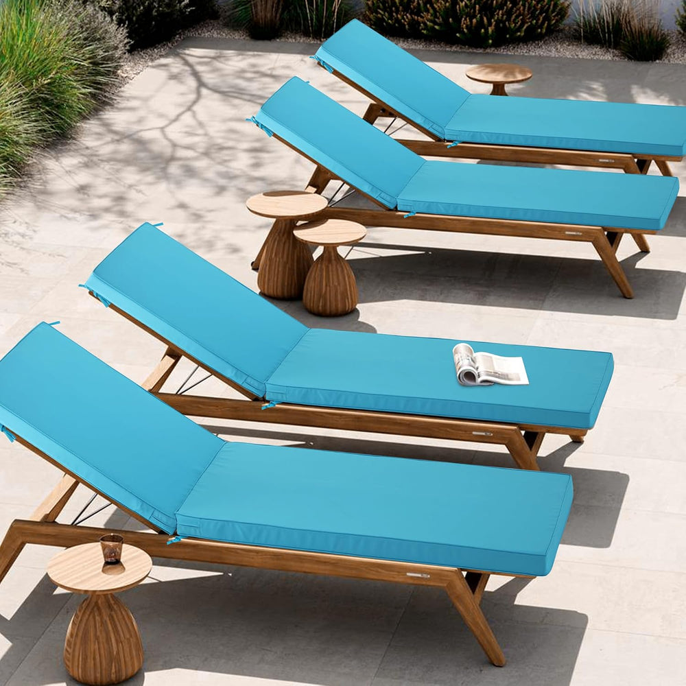 Chaise Lounge Cushions Outdoor Set of 2, 72x21x3 Inch, Teal