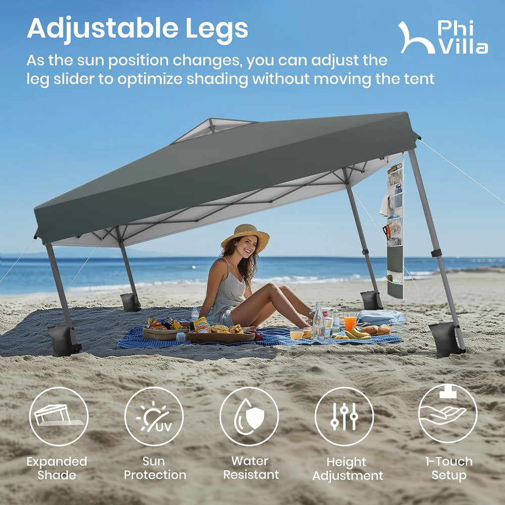 PHI VILLA 10x10 Pop up Canopy Tent, One Push Easy Set Instant Shade Tents