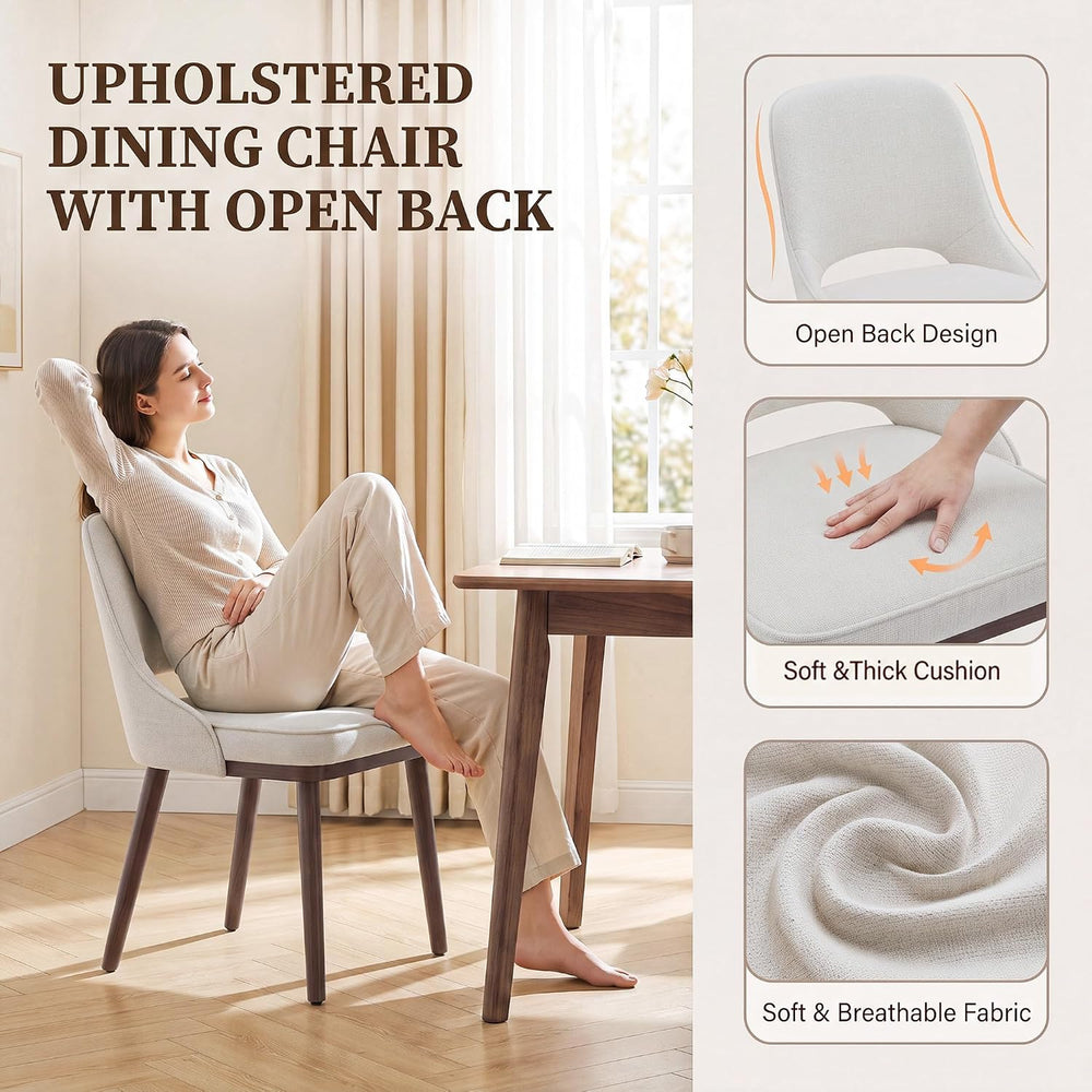 MALOL Wooden Dining Chairs Set of 6, Modern Fabric Upholstered Dining Room Ch...