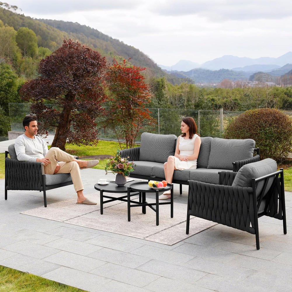 Grand patio 5-Piece Outdoor Furniture Set, Outdoor Sofa Set with 2 Round Side...