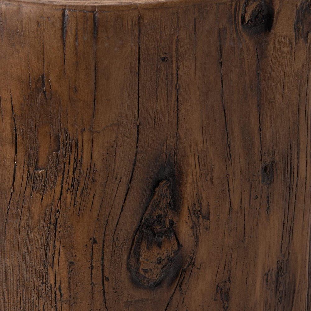 HOMPUS Concrete Outdoor Side Table, Tree Stump Modern Round Accent Table