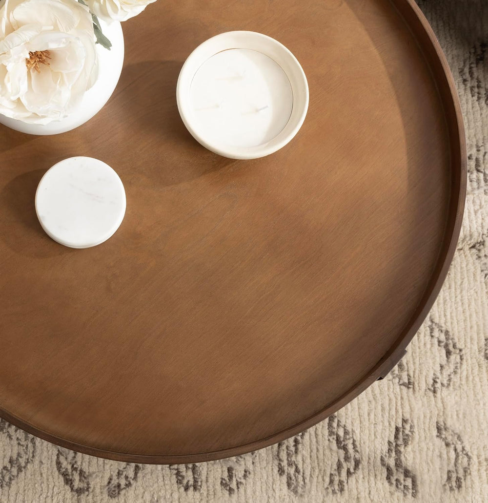 Kate and Laurel Bellport Tiered Round Coffee Table; 29 x 29 x 21; Rustic Brow...