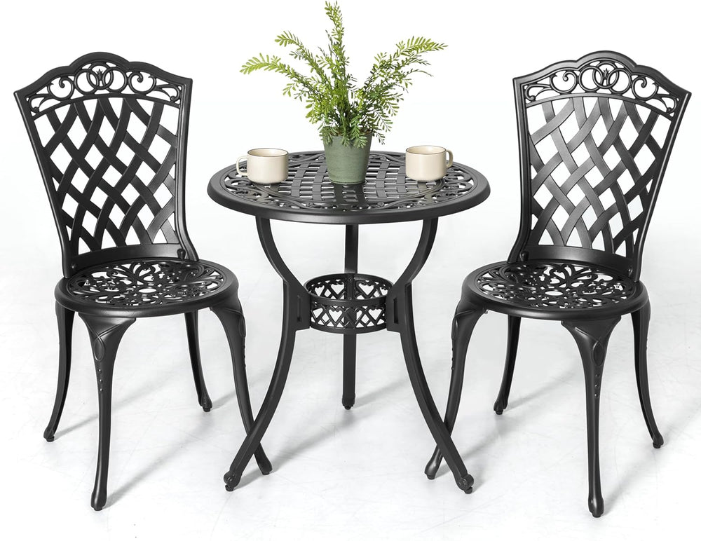NUU GARDEN 3 Piece Outdoor Bistro Table Set, All Weather Cast Aluminum Patio ...