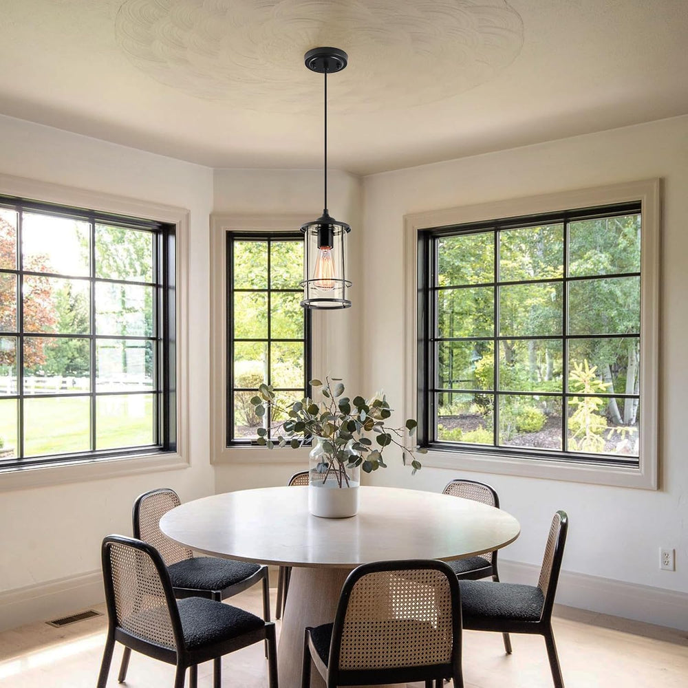 AKEZON Black Pendant Lights Kitchen Island, Farmhouse Cage Glass Light