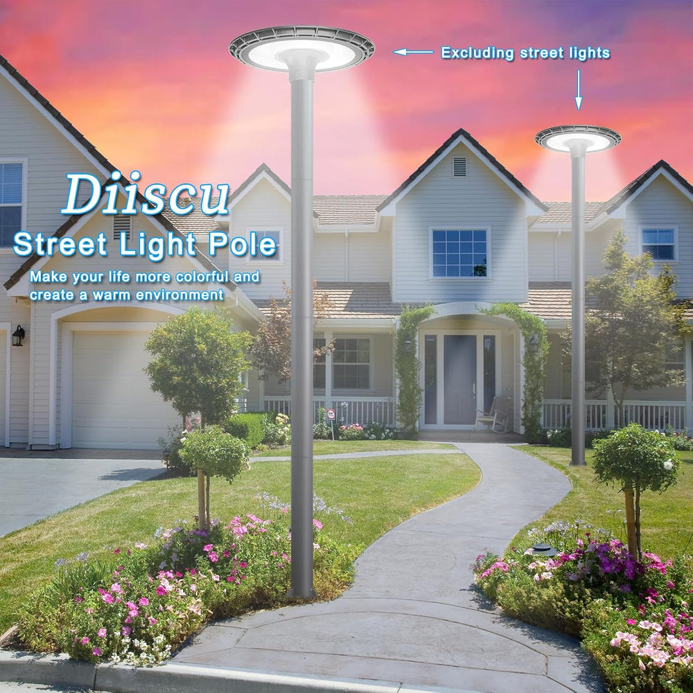 Street Light Pole 13ft Tall, Gray Outdoor Galvanized Heavy-duty Metal Solar S...