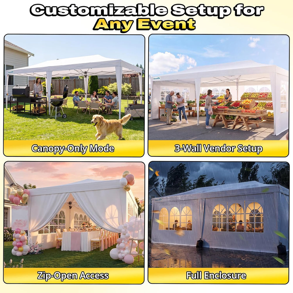 10x20 Pop Up Canopy Tent with 6 Cathedral Sidewalls, Outdoor Party Tent