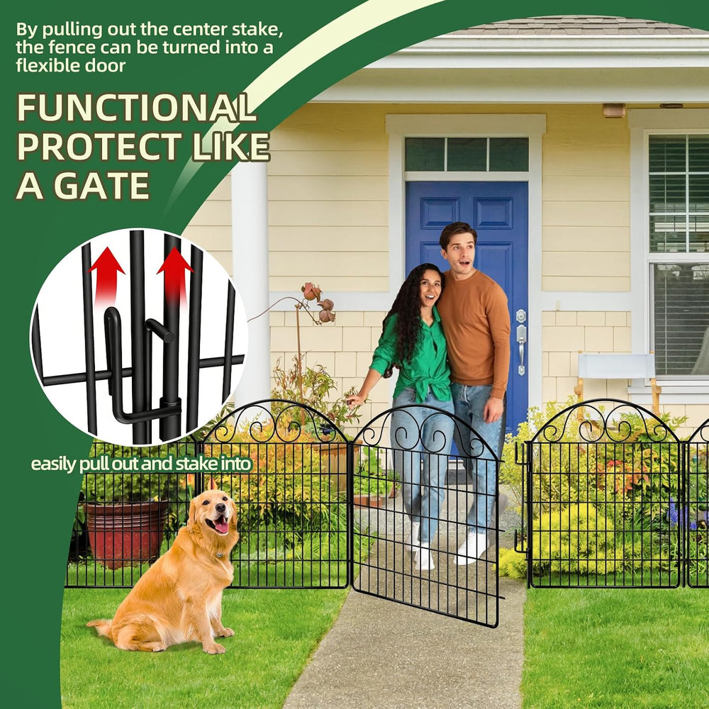 COLRASN 15 Panels No Dig Decorative Garden Dog Fence Outdoor for Yard, 33in(H...