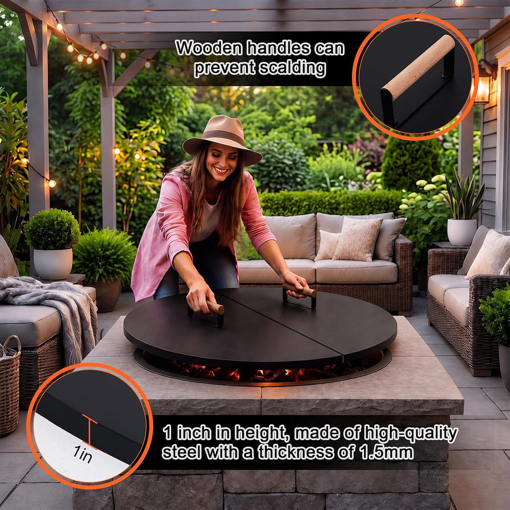 30 Inch Splicing Circle Fire Pit Lid, Heavy Duty 1.5 mm Thick Heavy Duty Stee...