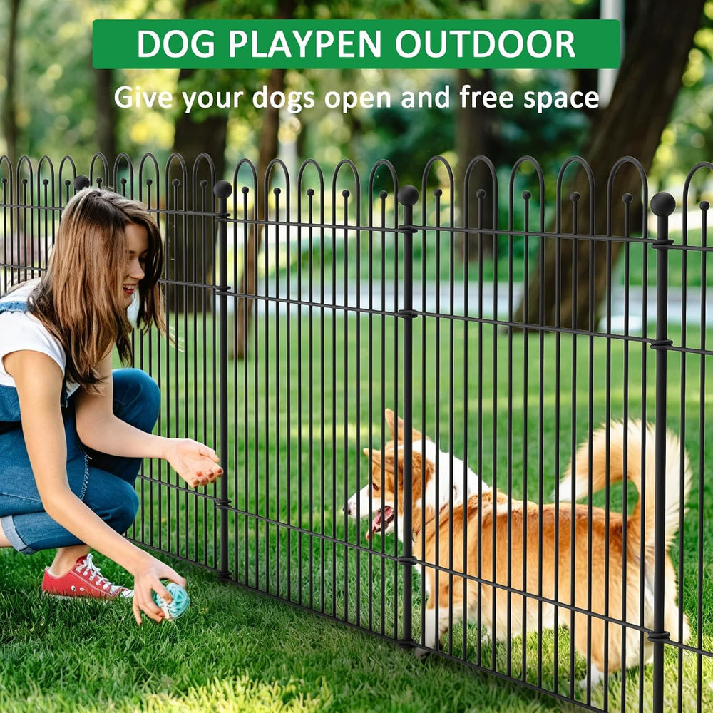 Garden Fence Animal Barrier with Gate, 10 Panels No Dig Dog Fence Outdoor