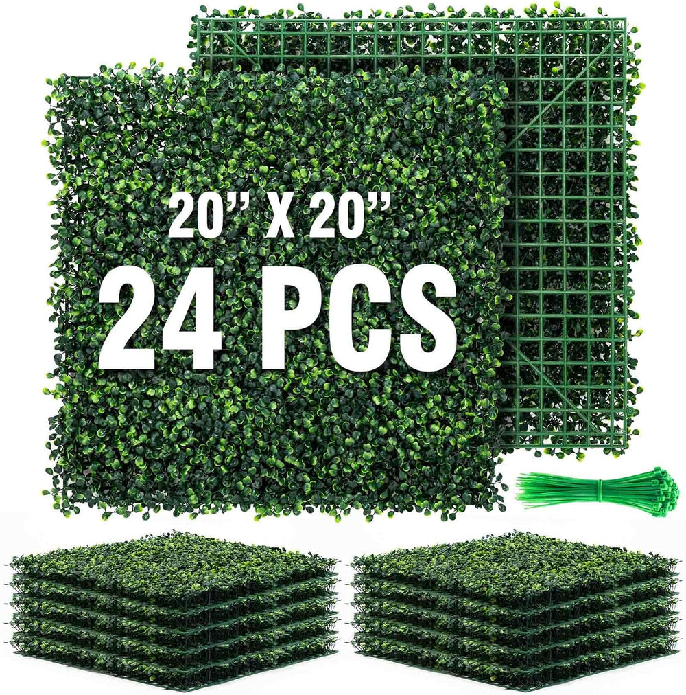KASZOO 24 Pack 20"x20" Grass Wall Panels - Artificial Boxwood Panel...