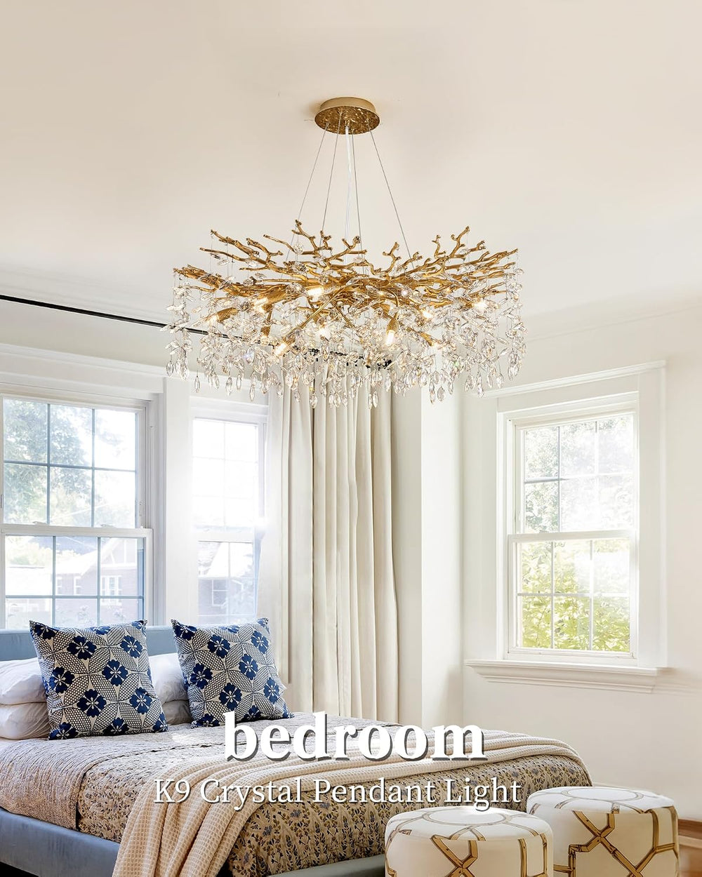 Modern Tree Branch Crystal Chandelier Luxury Gold Crystal Pendant Lighting 40...