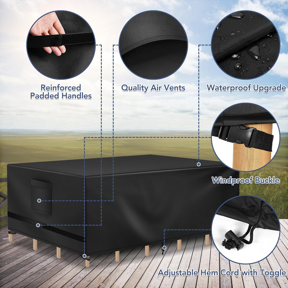 Richwon Patio Table Covers, Waterproof Rectangle, Heavy Duty for Sectional Se...