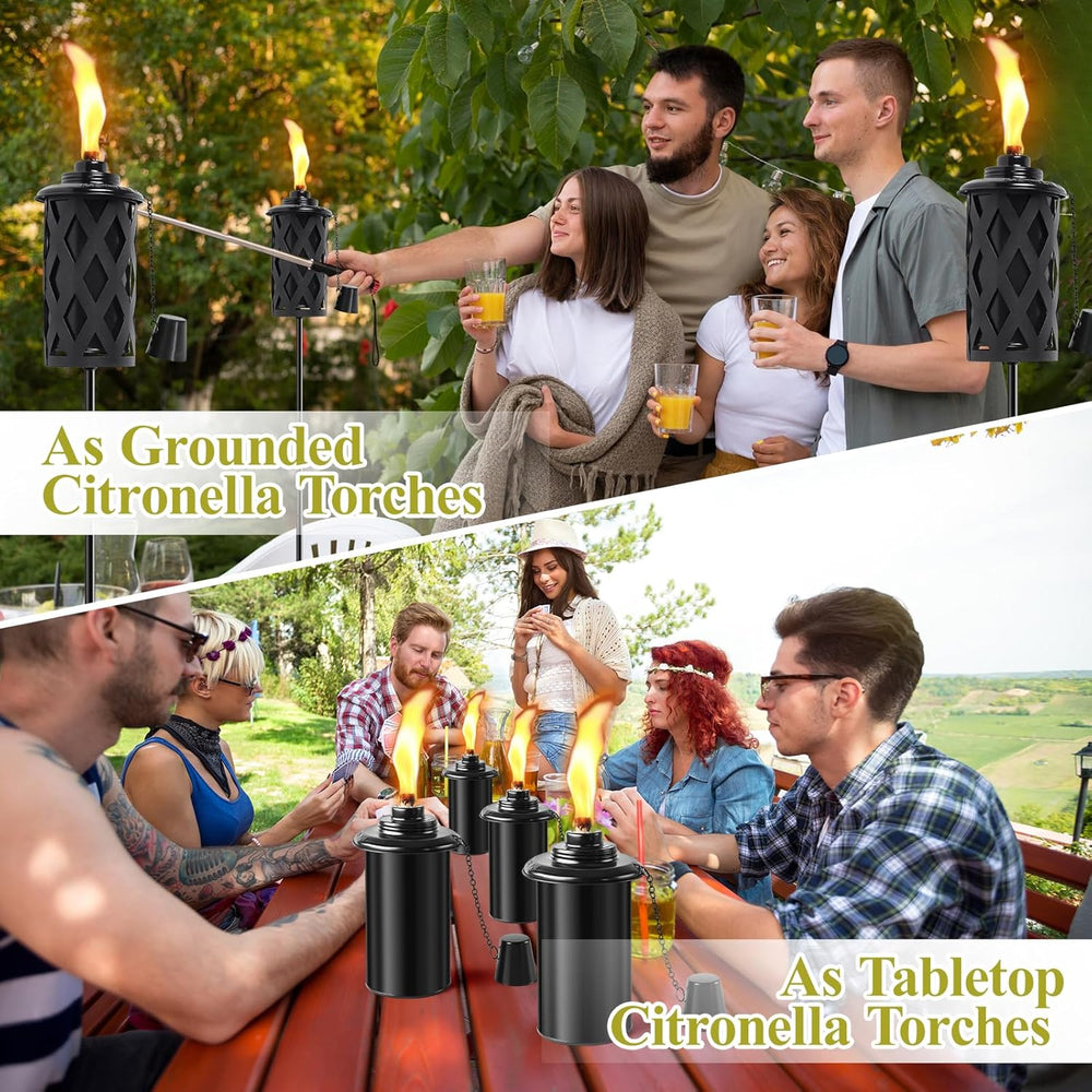 4 Pack Citronella Torches for Outside, 16 Oz Outdoor Garden Torch with 5-Pron...