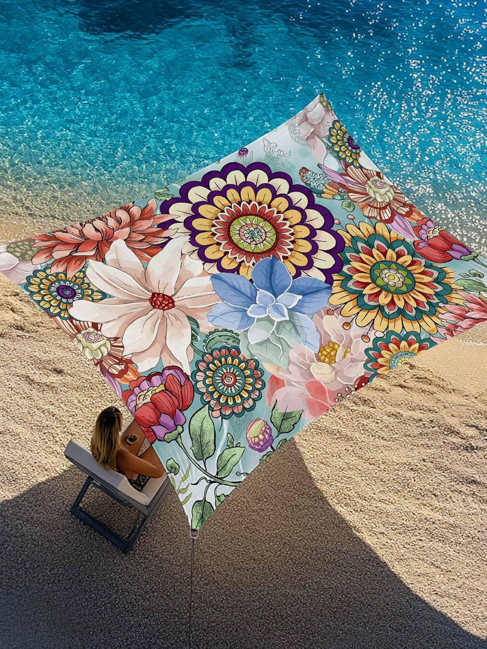 Sun Shade Sail 8'x10' Boho Floral Rectangle Sun Shade Sails Canopy Wa...