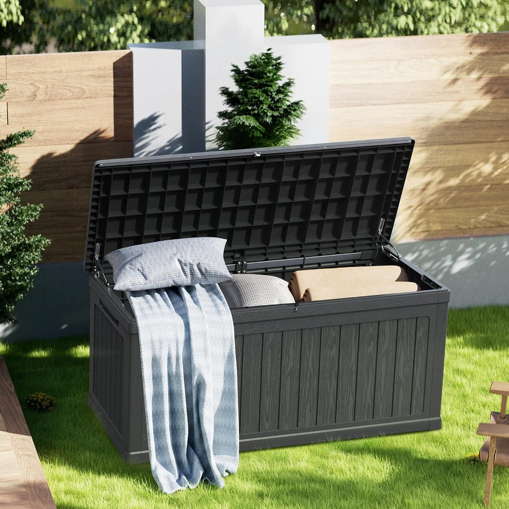 320 Gallon Waterproof Outdoor Storage Box, Lockable Patio Deck Boxes With Han...