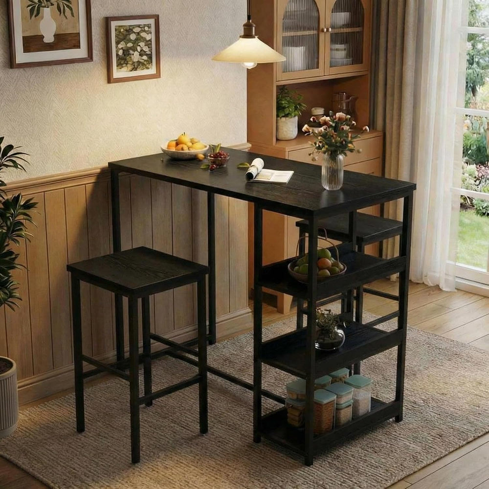 GarveeHome Dining Table Set for 2, Wood Table with Bar Stools