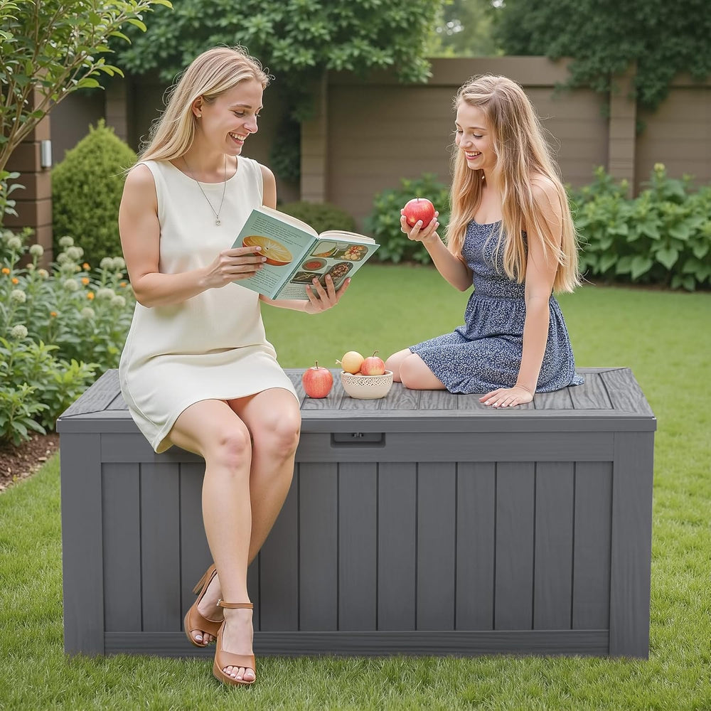 Flamaker Resin Deck Box 120 Gallon Waterproof Large Outdoor Storage Box