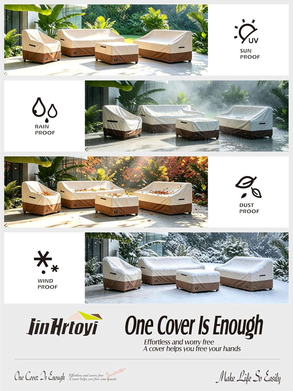 JinHrtoyi Outdoor Chair Covers 2 Pack,30Wx34Dx38H inches Patio Chair Cover,10...