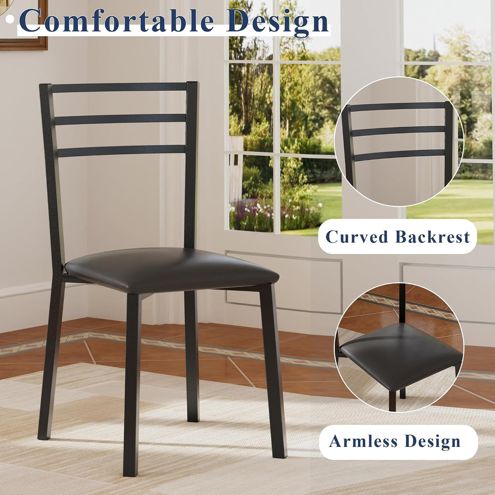 VECELO Small Round Kitchen Table with 2 Upholstered Chairs, 3-Piece Wood Dine...