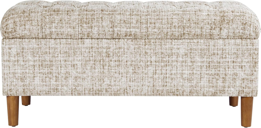 HomePop 40" Ainsley Button Tufted Storage Bench - Cream Textural Woven