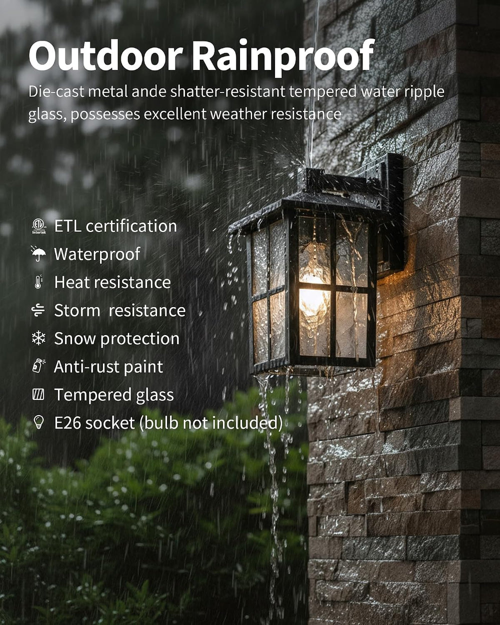 KDG Black Outdoor Waterproof Modern Patio Wall Light Fixtures Set of 2