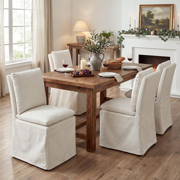 HOMRELEXA Dining Chairs Set of 4, Upholstered Skirted Kitchen Chairs