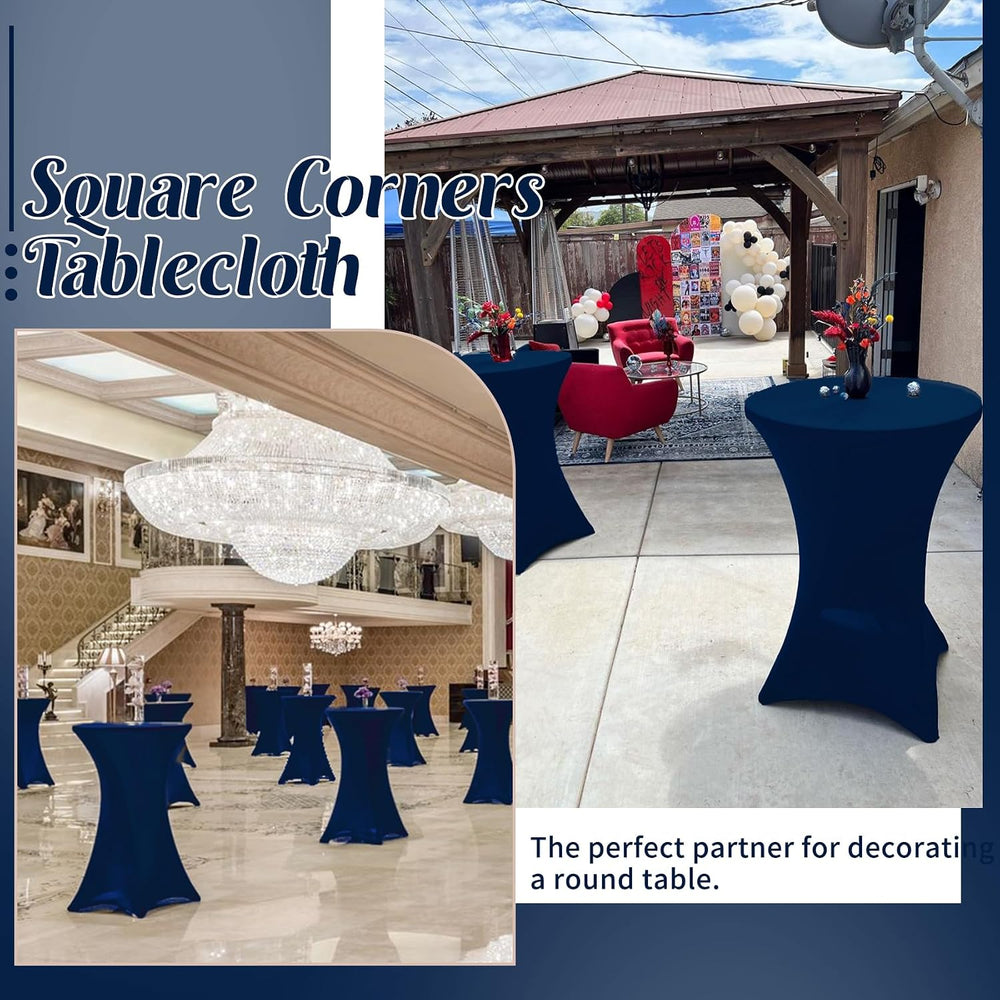 HAISIWLKJ 8 Pack Cocktail Table Covers 32x43 Inch Fitted Stretch Spandex Squa...