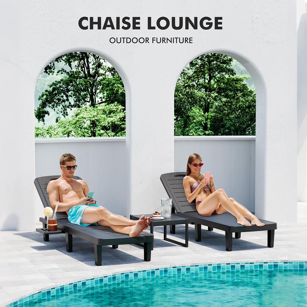 WACASA Outdoor Chaise Lounge Chairs Set of 2, Oversized Lounge Chairs with 5-...