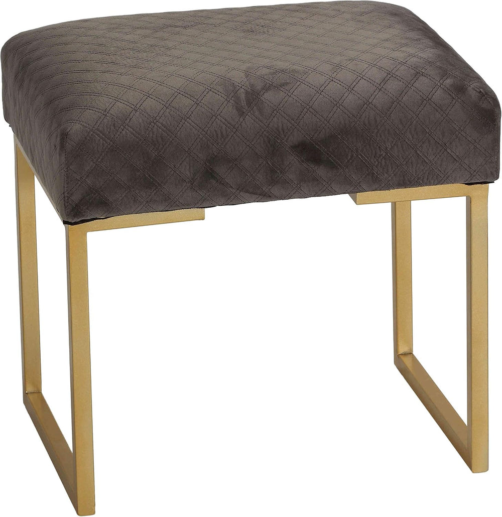 Cortesi Home Allium Ottoman with Painted Gold Legs, 19" Wide, Gray Velvet