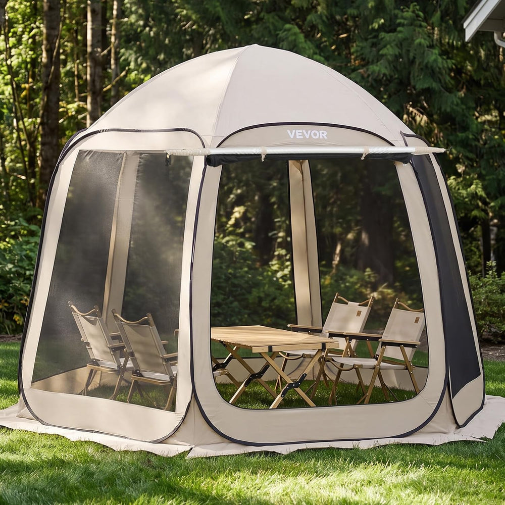 Pop Up Screen House Tent VEVOR 10 x 9.2 FT Pop-Up Screen Room with Awning, Po...