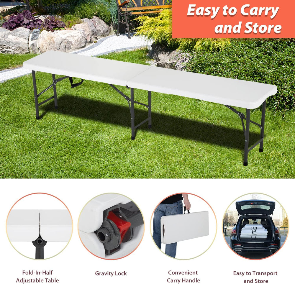 6FT Bench Chair Plastic Folding Bench Plastic Portable Outdoor Bench Garden B...