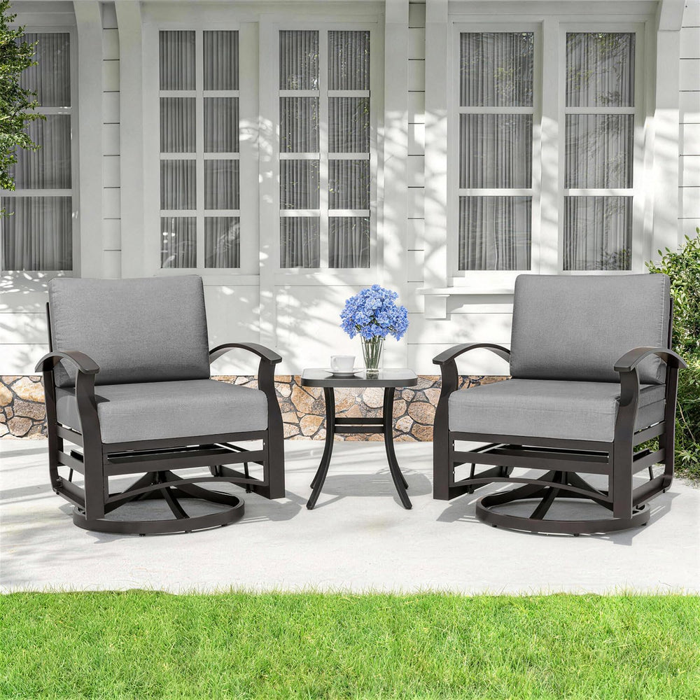 Kurapika 3 Pieces Patio Furniture Set, Outdoor Aluminum Rocking Chair, Patio ...