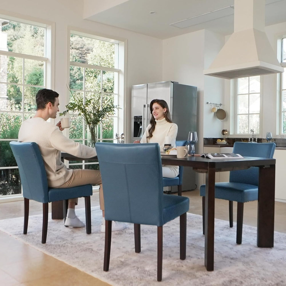 Watson & Whitely Upholstered Dining Chairs, Faux Leather, Set of 6, Blue