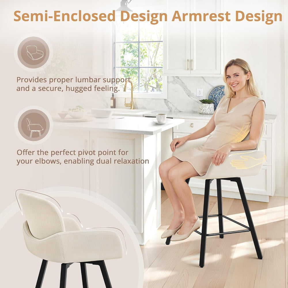 LUE BONA 26" Swivel Bar Stools Set of 3, Counter Height Bar Stools with ...